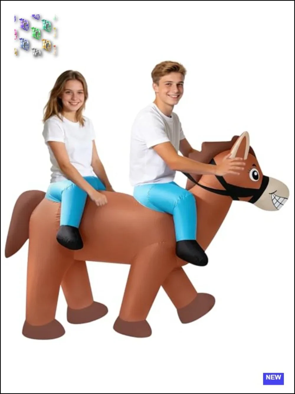2-Person Inflatable Horse Costume Adult Ride On Funny Blow Up Suit Halloween